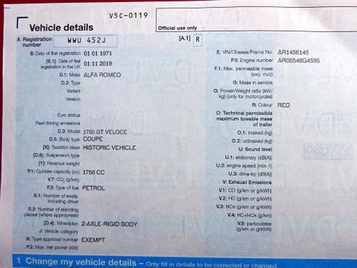 1970 Alfa Romeo Giulia 1750 GT Veloce Te koop (foto 129 van 132)