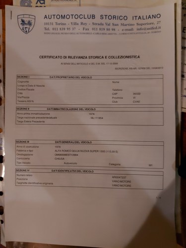 1976 Alfa Romeo Giulia Nuova Super 1300 In vendita (immagine 49 di 49)