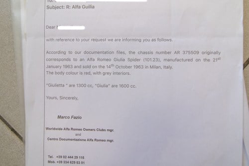 1963 Alfa Romeo Giulia Spider LHD zum Verkauf (Bild 214 von 307)