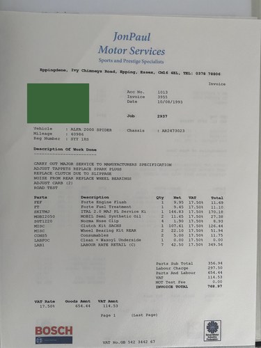 1977 Alfa Romeo 2000 Spider Veloce S2 RHD à vendre (picture 360 of 367)