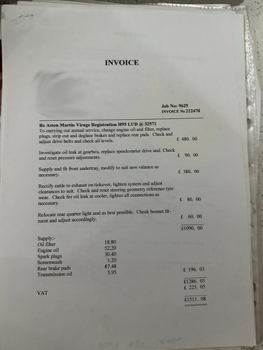 1990 Aston Martin Virage 5.3 V8 Automatic à venda (imagem 126 de 130)