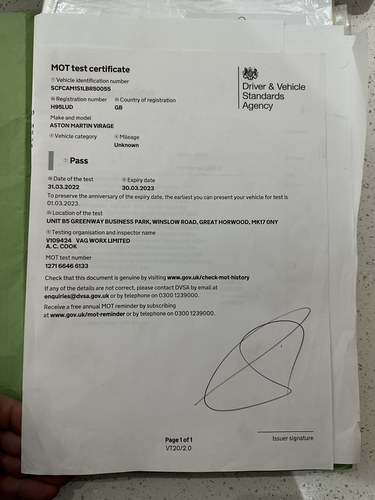 1990 Aston Martin Virage 5.3 V8 Automatic à venda (imagem 110 de 130)