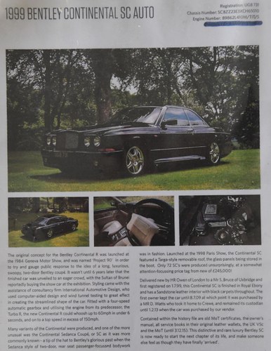 1999 Bentley Continental Sedanca Coupe SC For Sale (picture 53 of 71)