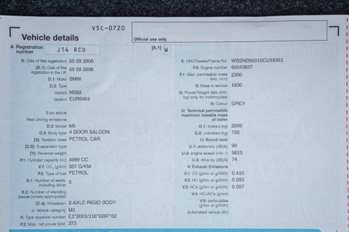 2006 BMW M5 (E60) In vendita (immagine 177 di 184)