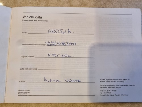 1989 BMW E24 635CSI Highline Auto zum Verkauf (Bild 82 von 98)