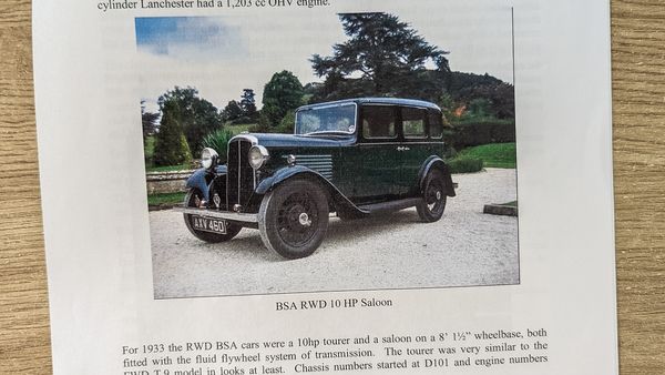 1933 BSA 10hp Saloon For Sale (picture :index of 224)