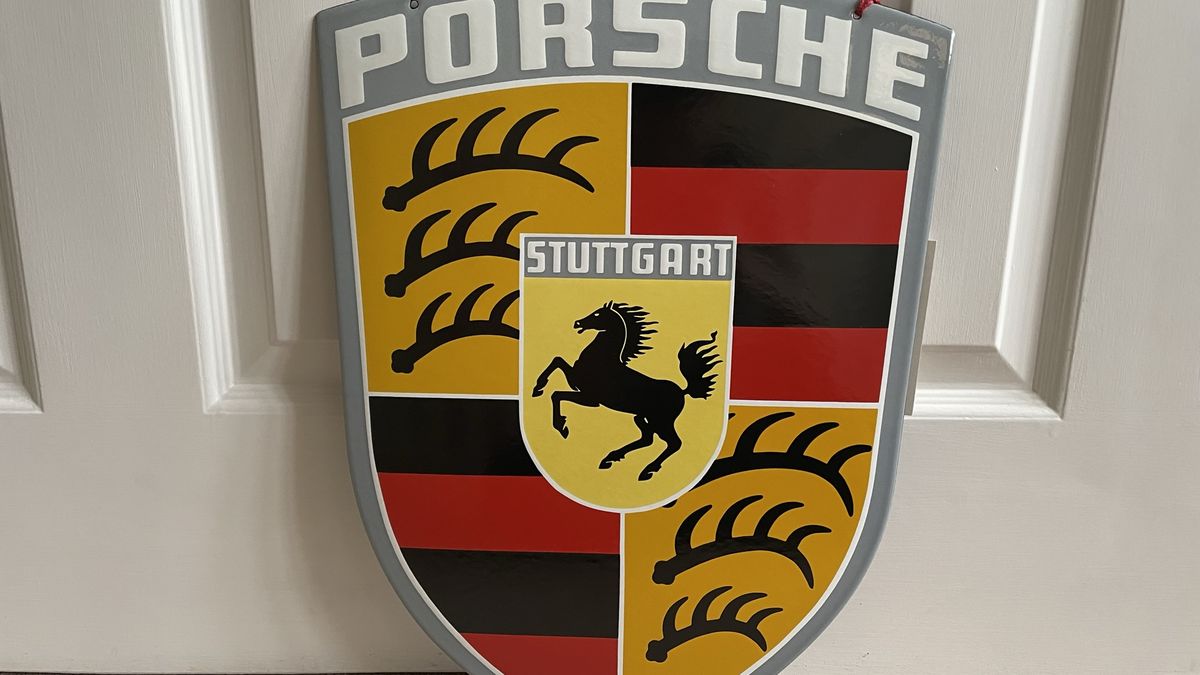 Porsche Enamel Crest Sign For Sale By Auction