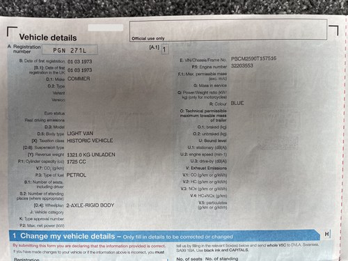 1973 Commer Van In vendita (immagine 140 di 144)