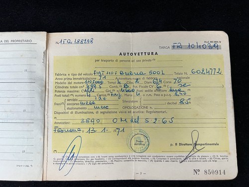 1971 Fiat 500L In vendita (immagine 179 di 189)