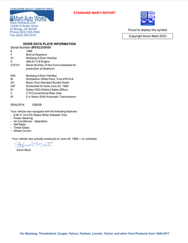 1968 Ford Mustang Coupe In vendita (immagine 69 di 69)