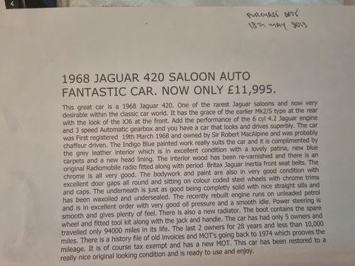 1968 Jaguar 420 En venta (imagen 44 de 109)