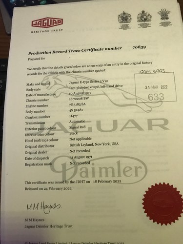 1971 Jaguar E-Type Series 3 V12 2+2 (LHD) à vendre (picture 52 of 67)