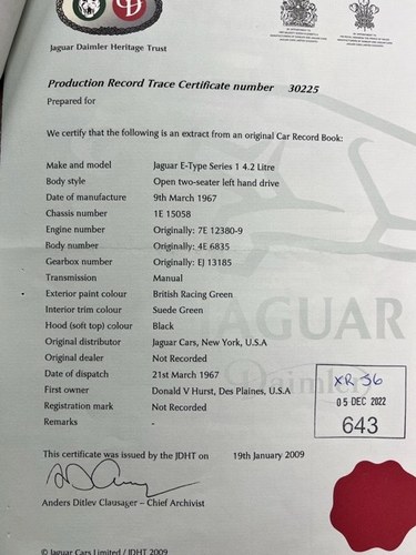 1967 Jaguar E-type Series 1 4.2 Roadster For Sale (picture 142 of 142)