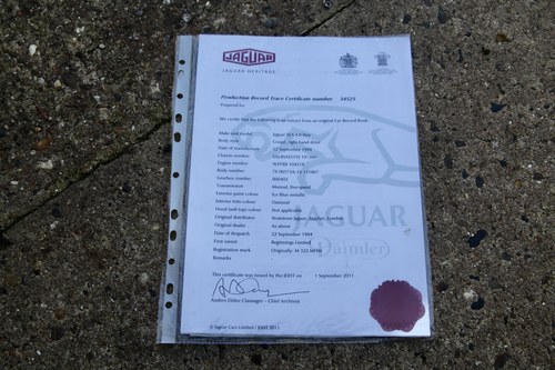 1995 Jaguar XJS Manual till salu (bild 121 av 126)