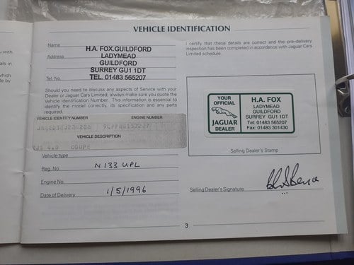 1996 Jaguar XJS Celebration 4.0 Coupe auto For Sale (picture 107 of 113)