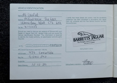 1989 Jaguar XJS Convertible à venda (imagem 185 de 196)