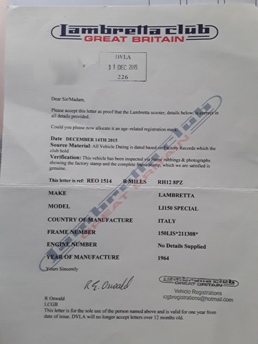 1964 Lambretta Li150 Special à vendre (picture 35 of 35)