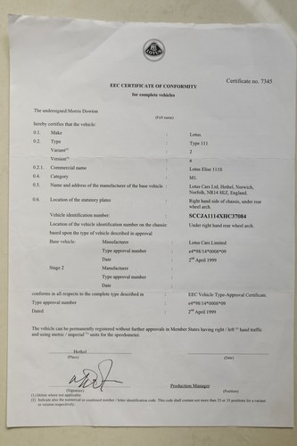 1999 Lotus Elise 111S In vendita (immagine 216 di 315)