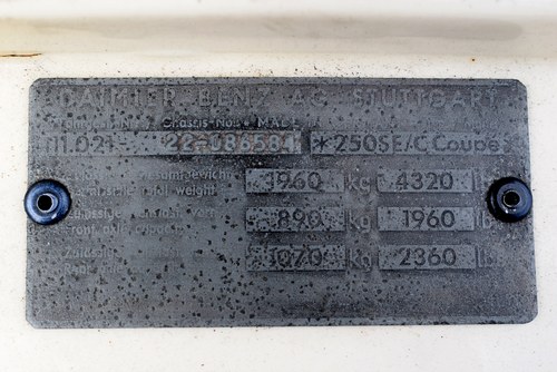 1967 Mercedes-Benz 250 SE For Sale (picture 85 of 101)