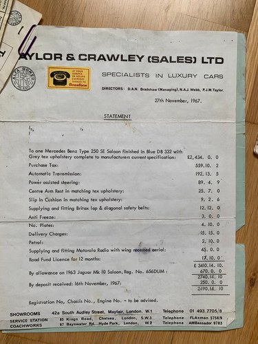 1968 Mercedes 250SE (W108) In vendita (immagine 132 di 139)