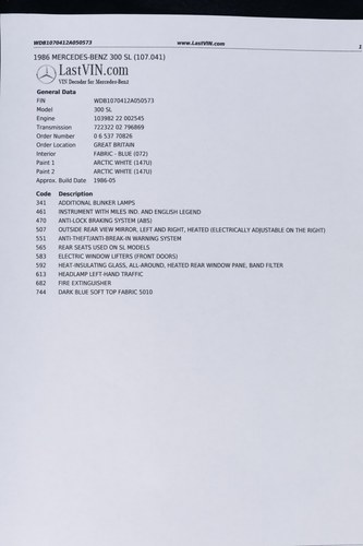 1986 Mercedes-Benz 300 SL (R107) zum Verkauf (Bild 190 von 218)