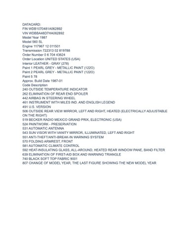 NO RESERVE - 1987 Mercedes-Benz 560SL (LHD) For Sale (picture 117 of 117)