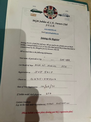 NO RESERVE - 1975 MGB GT Jubilee Edition Restoration Project In vendita (immagine 125 di 132)