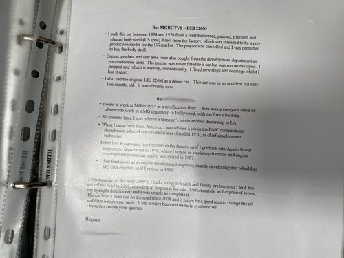 NO RESERVE - 1974 MGB GT V8 (ADO 75 development car) zum Verkauf (Bild 229 von 244)