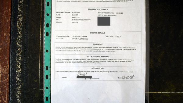 1998 MGF Mk1 Roadster For Sale (picture :index of 139)