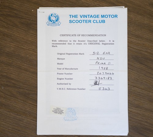 1958 NSU Prima D Scooter Te koop (foto 98 van 103)