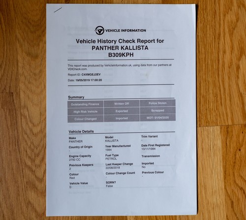 1984 Panther Kallista 2.8 V6 In vendita (immagine 177 di 183)