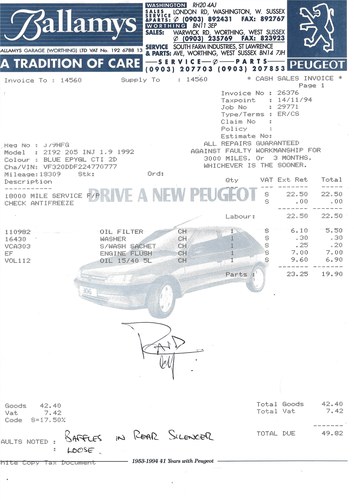 1992 Peugeot 205 1.9 CTi For Sale (picture 88 of 101)