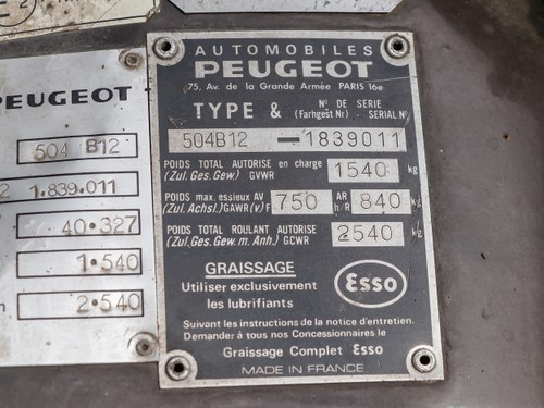 1974 Peugeot 504 Cabriolet For Sale (picture 133 of 188)