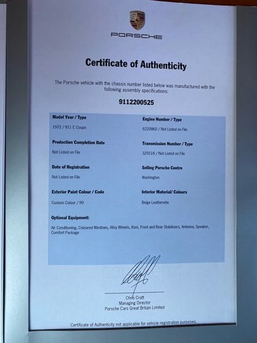 1972 Porsche 911 E 2.4 (LHD) For Sale (picture 222 of 224)