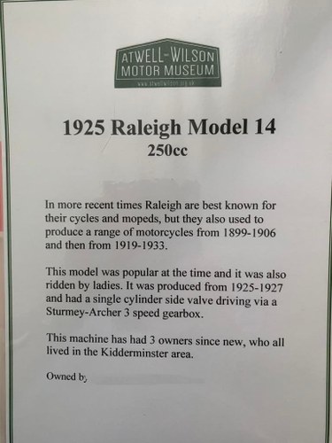 1925 Raleigh Model 14 Motorcycle For Sale (picture 40 of 41)