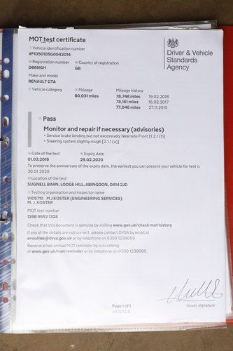 1987 Renault Alpine GTA Turbo For Sale (picture 156 of 176)