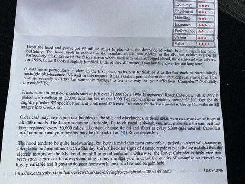 NO RESERVE - 1994 Rover 214 SE Cabriolet In vendita (immagine 201 di 204)