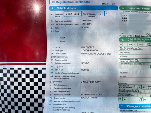 1991 Rover Mini Cooper zum Verkauf (Bild 120 von 120)