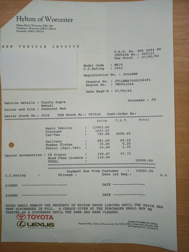 1992 Toyota Supra Mk3 3.0i Manual (A70) à vendre (picture 237 of 240)