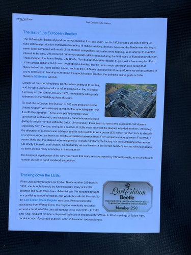 1978 Volkswagen Beetle Last Edition For Sale (picture 101 of 105)