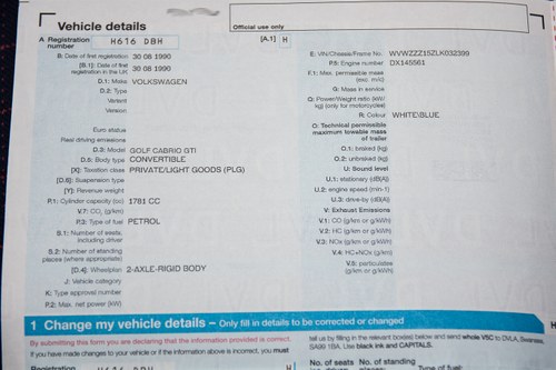 1990 VW Golf GTI Cabriolet à vendre (picture 130 of 141)