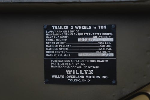 1942 Willys MB Jeep and Artillery Trailer For Sale (picture 38 of 105)