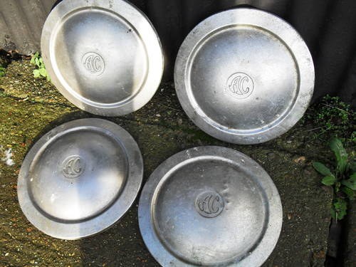 4 CHROME HUB CAPS FOR AC SALOON 2 litre  1950s SOLD