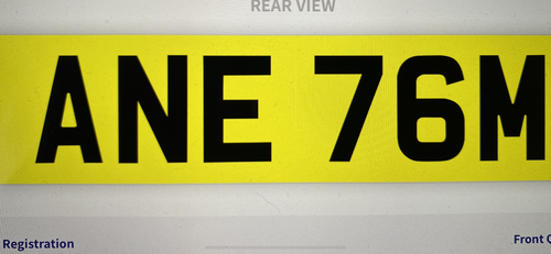 Picture of ANE76M REG NUMBER ON RETENTION CERT READY TO TRANSFER
