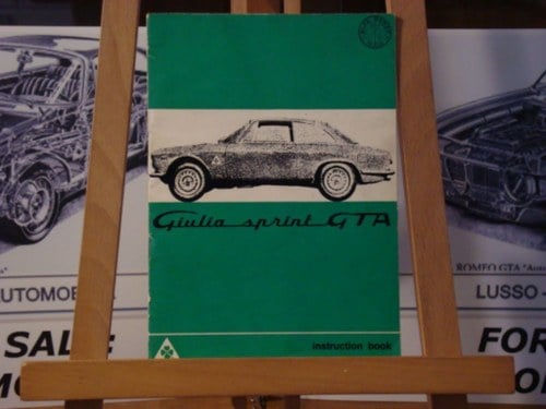 1965 Alfa romeo GTA 1600 instruction book.  In vendita