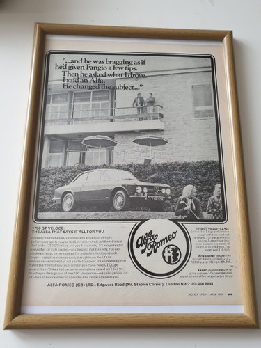 Original 1970 Alfa Romeo 1750 Advert VENDUTO