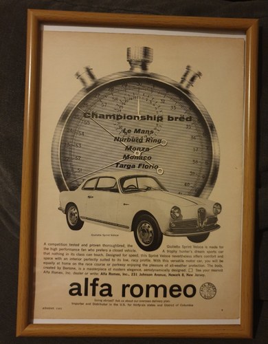 1962 Alfa Romeo Giulietta Advert Original  SOLD