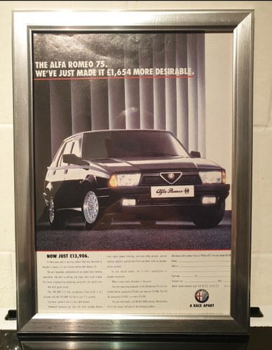 1992 Alfa 75 Framed Advert Original  In vendita