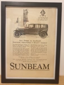 1976 Original 1928 Sunbeam Framed Advert  For Sale
