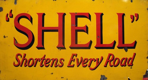 large shell enamel sign For Sale by Auction